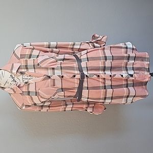 PLAID BELTED TUNIC SHIRT DRESS. EUC SIZE MEDIUM
